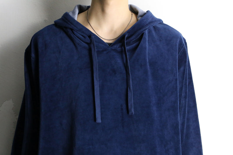 "KING SIZE" navy color 2XL draw code velours hoodie