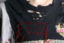 "Re:make" braided fringe lace damaged Tee