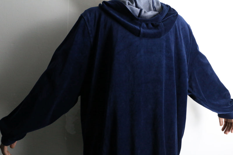 "KING SIZE" navy color 2XL draw code velours hoodie