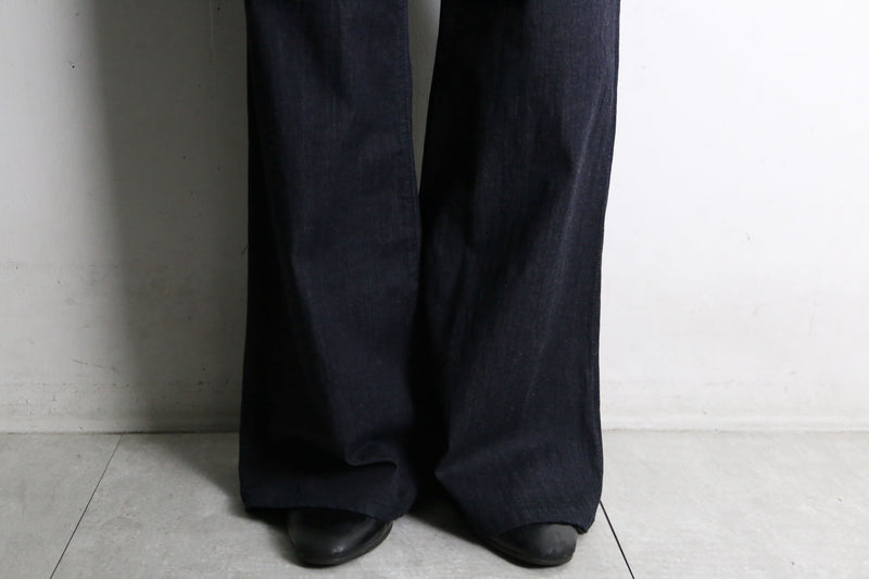 dark indigo buggy flare denim pants