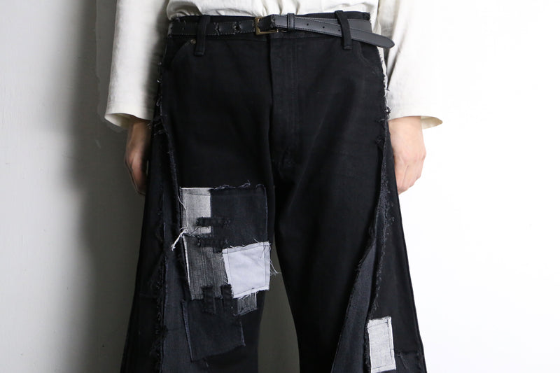 Re:make patch design super flare black denim pants