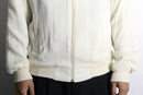 white pleats pattern zip blouson