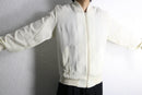 white pleats pattern zip blouson