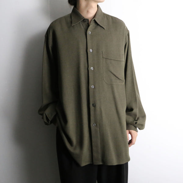 khaki drape lose silhouette L/S shirt