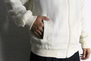 white pleats pattern zip blouson