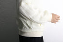 white pleats pattern zip blouson