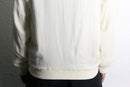 white pleats pattern zip blouson