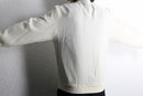 white pleats pattern zip blouson