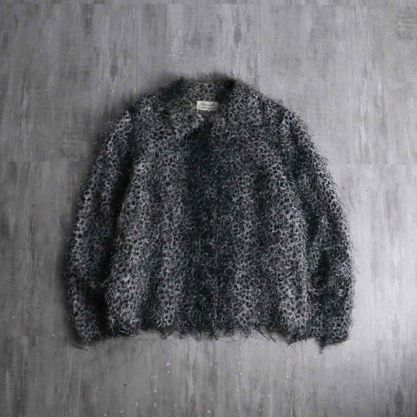 1990s leopard shaggy shirt jacket