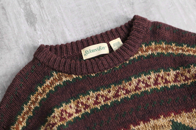 ”STJohn’sBay” warm color geometric jacquard knit