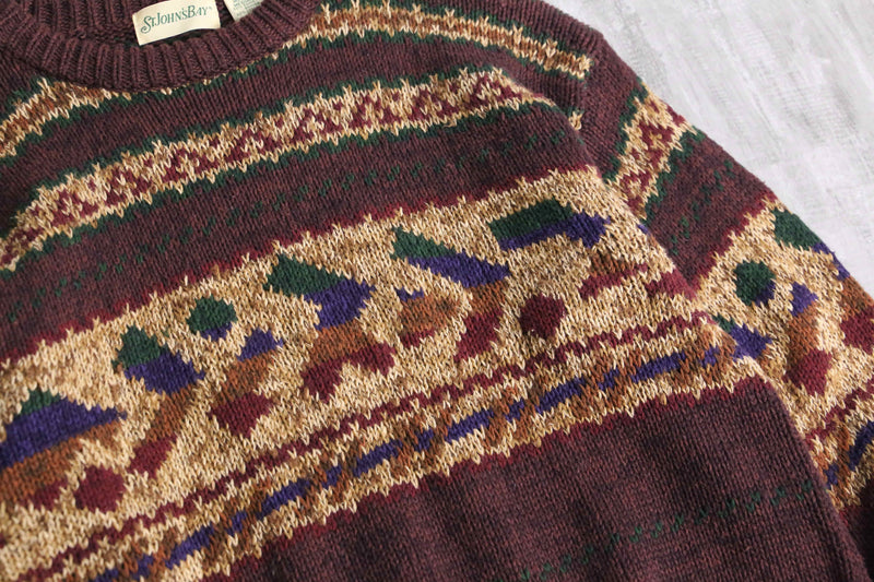 ”STJohn’sBay” warm color geometric jacquard knit