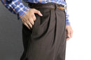 “NAUTICA” dark brown wool serge wide tapered trouser