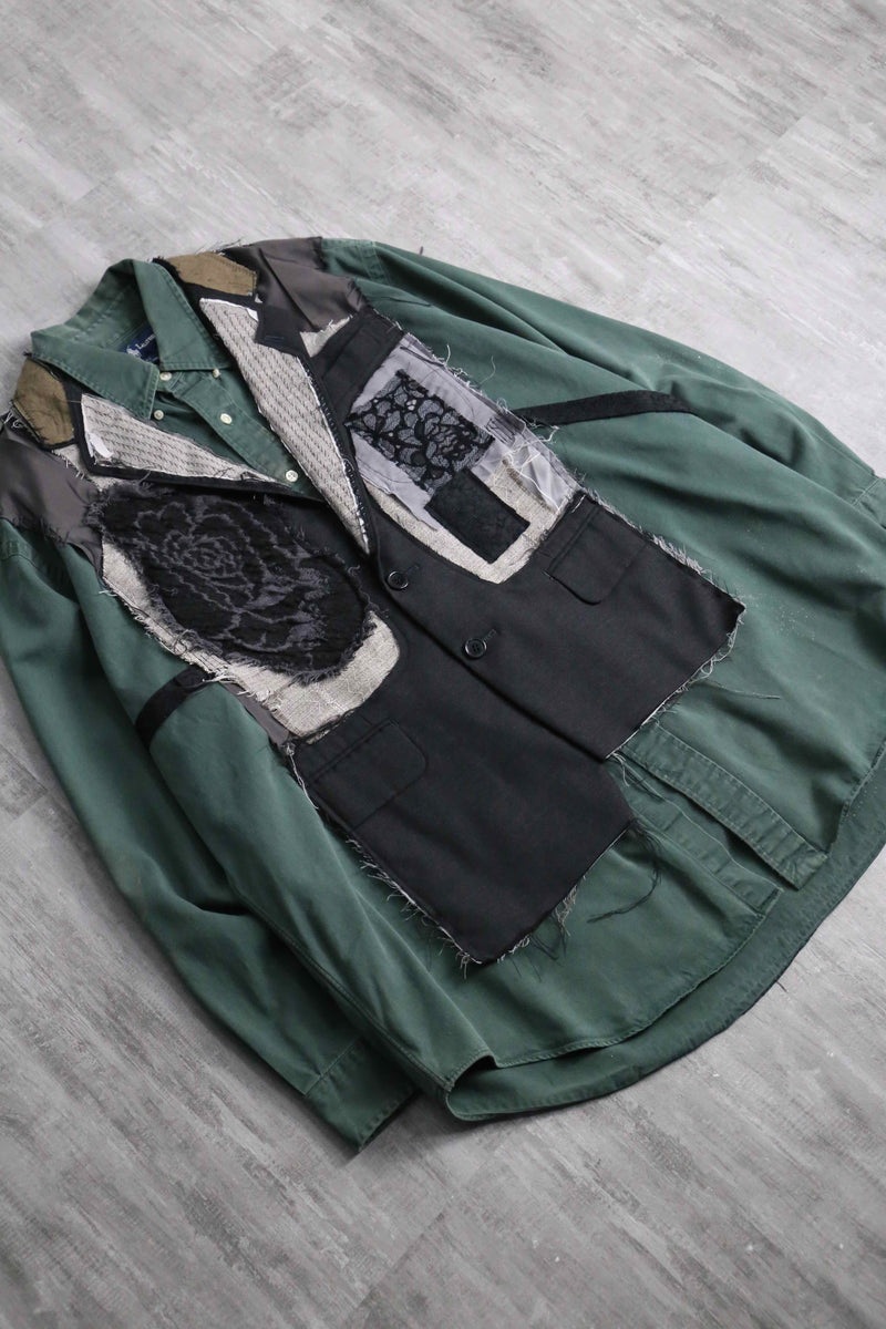 古着 リメイク shirt docking tailored vest Re:make