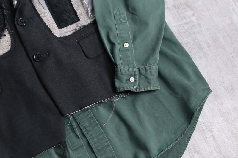 古着 リメイク shirt docking tailored vest Re:make