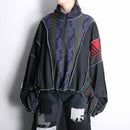 "Re:make" knit×track docking half-zip jacket