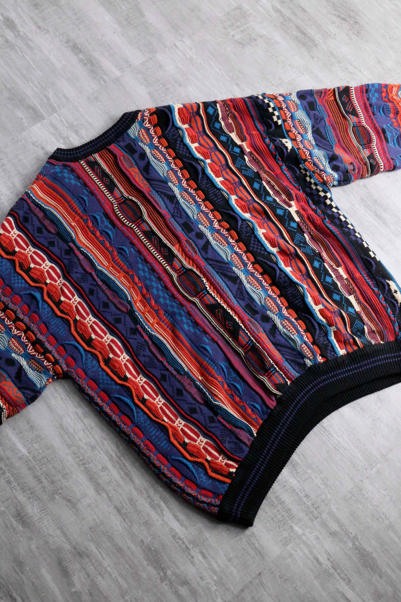 warm base 3D cotton V-neck knit
