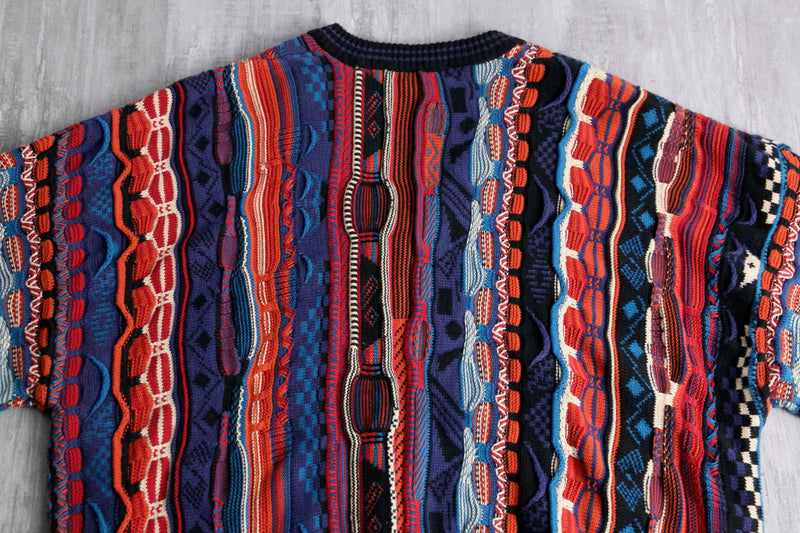 warm base 3D cotton V-neck knit