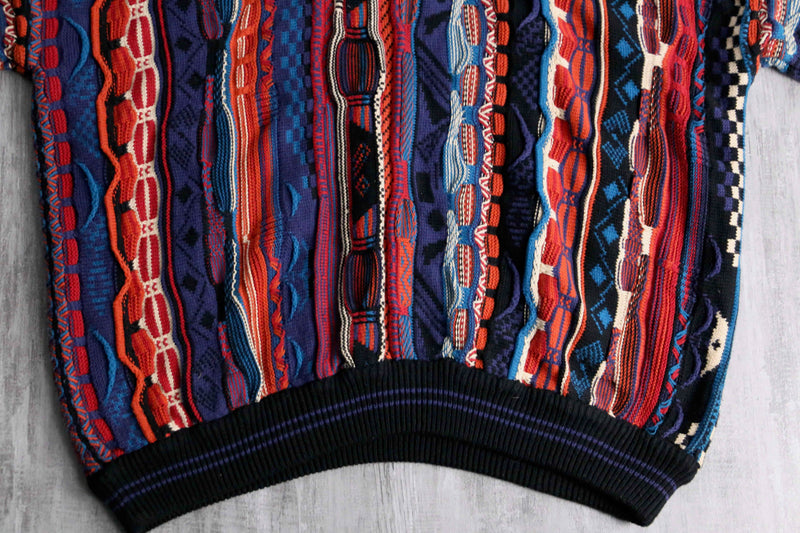 warm base 3D cotton V-neck knit