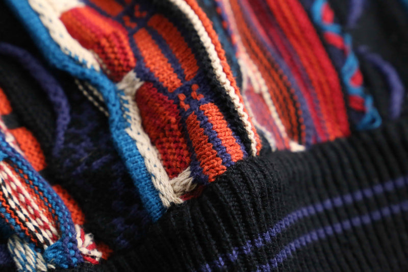 warm base 3D cotton V-neck knit