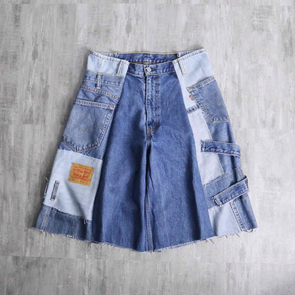 "Re:make" design half denim shorts