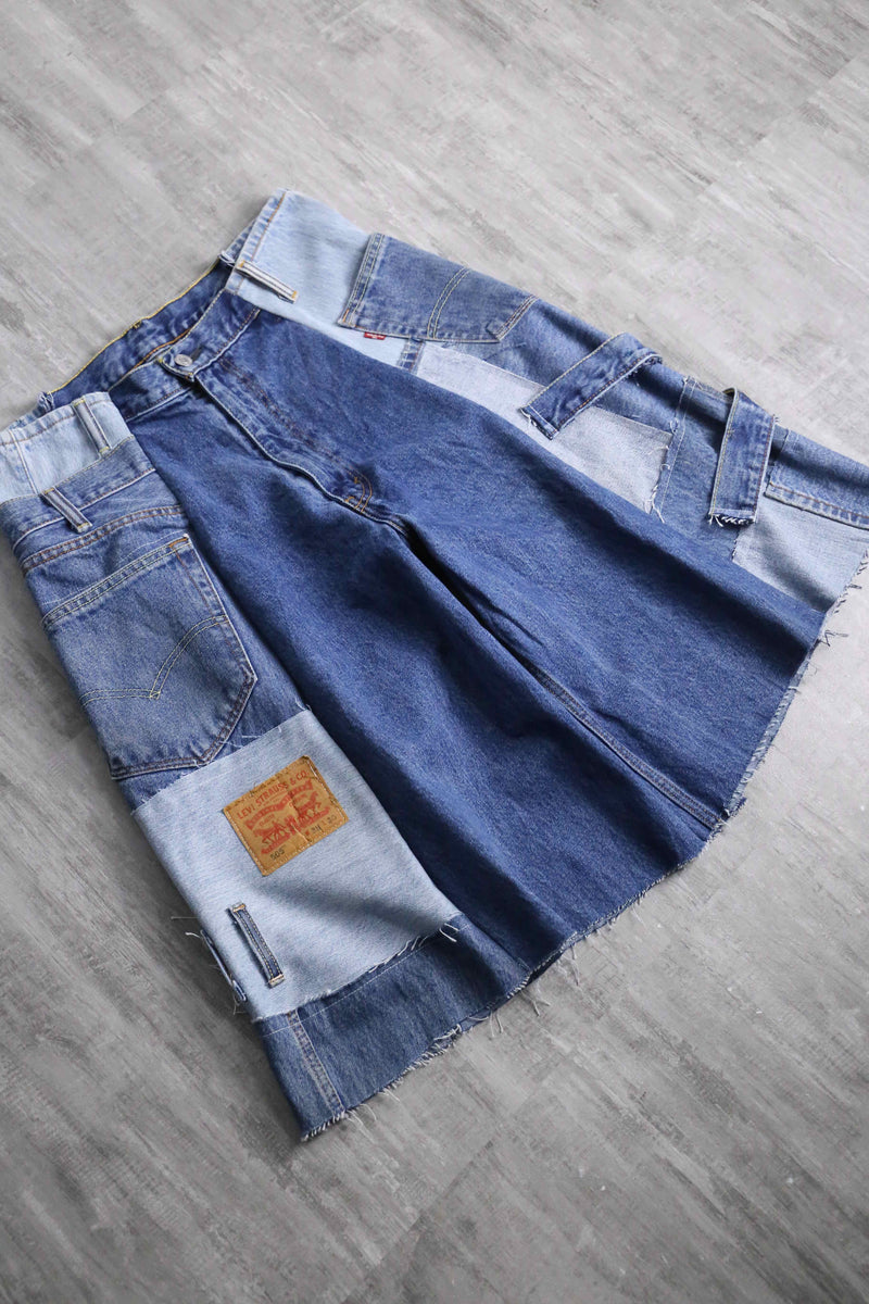 "Re:make" design half denim shorts