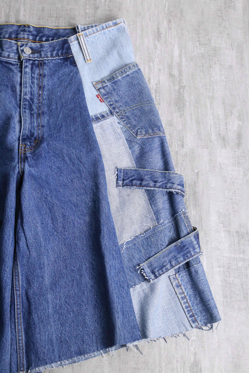 "Re:make" design half denim shorts