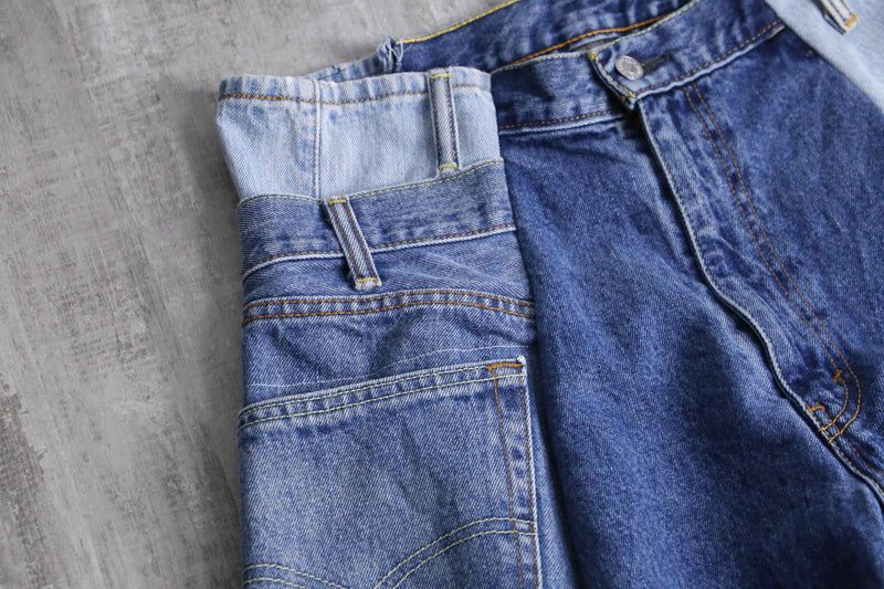 "Re:make" design half denim shorts