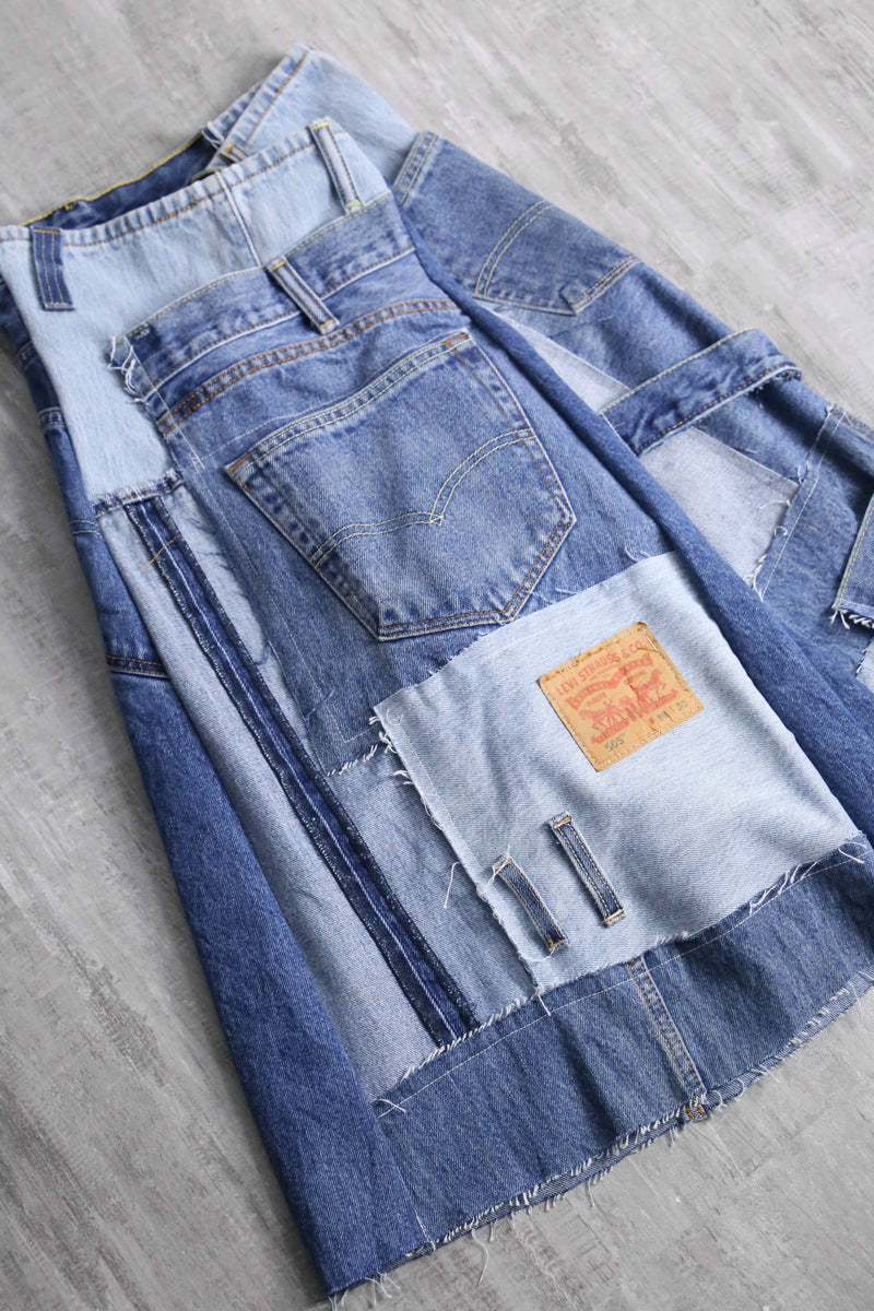 "Re:make" design half denim shorts