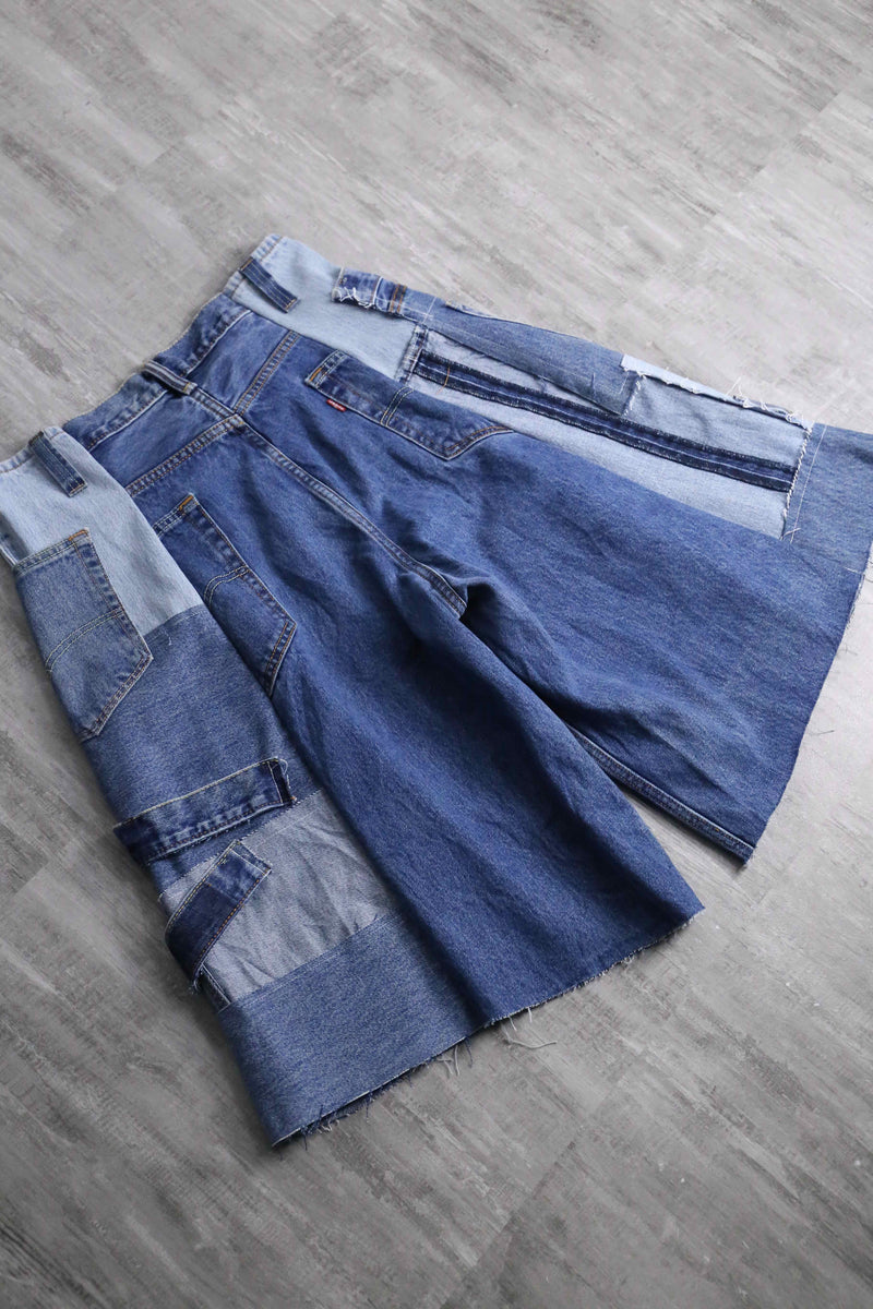 "Re:make" design half denim shorts