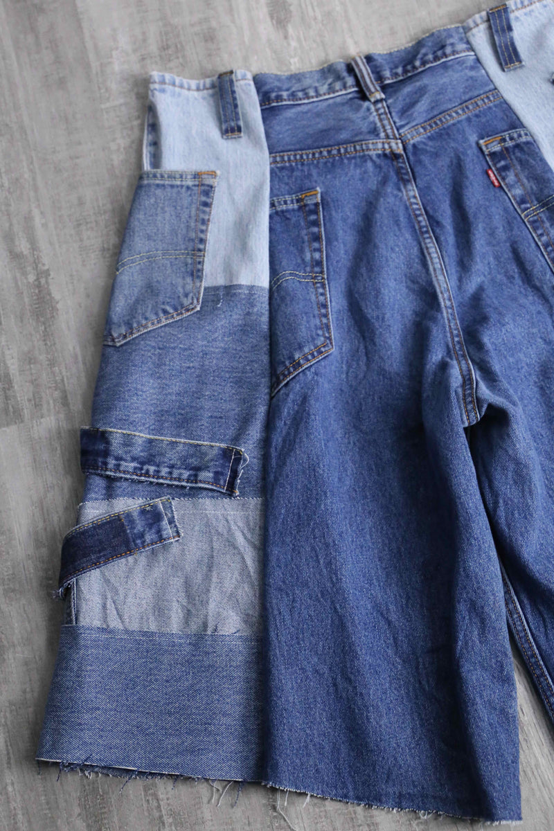 "Re:make" design half denim shorts