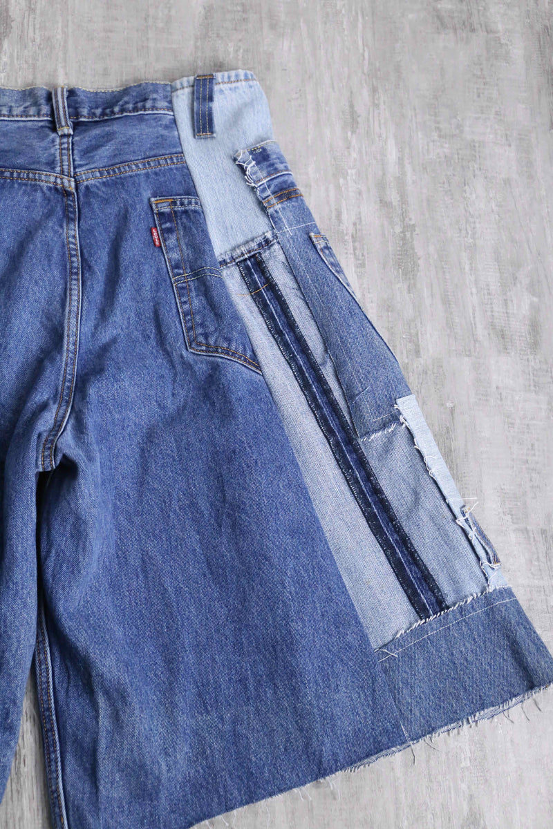"Re:make" design half denim shorts