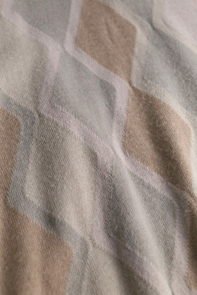 ivory base argyle check knit polo shirt