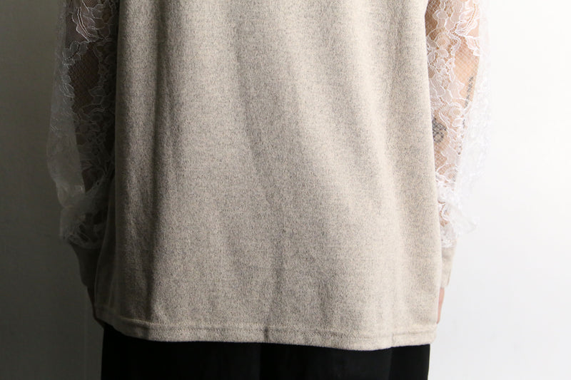 lace switching design raglan sleeves t-shirt