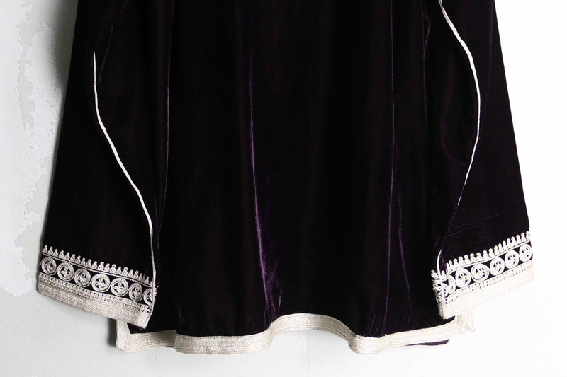 deep purple velours white embroidery design zip shirt jacket