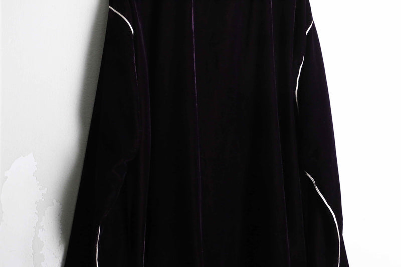 deep purple velours white embroidery design zip shirt jacket