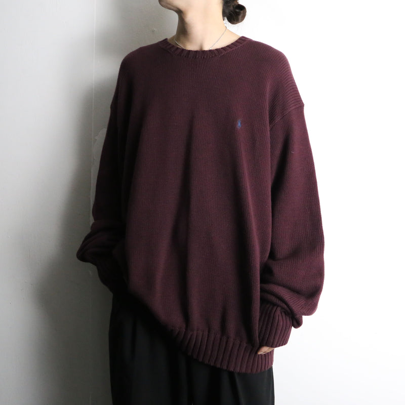 90’s “Polo by RL” bordeaux cotton  knit