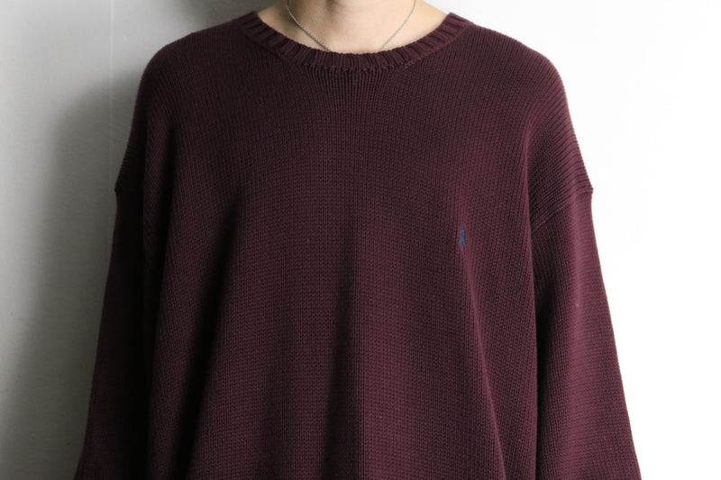 90’s “Polo by RL” bordeaux cotton  knit