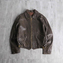 heavy leather work zip jacket