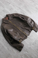 heavy leather work zip jacket