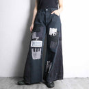 "Re:make" patchwork super flare black denim