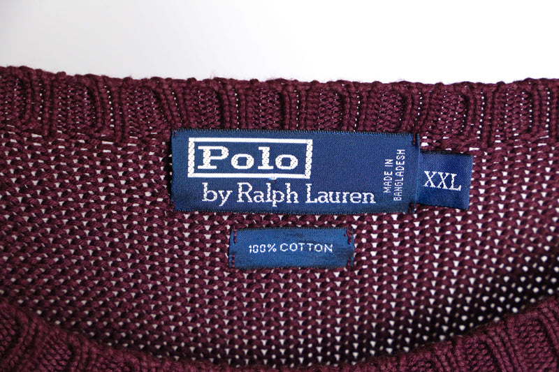 90’s “Polo by RL” bordeaux cotton  knit