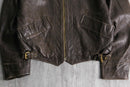 heavy leather work zip jacket