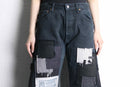 "Re:make" patchwork super flare black denim