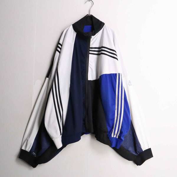 remake  "再構築" navy×white line design track jacket