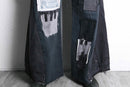 "Re:make" patchwork super flare black denim
