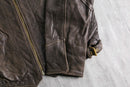 heavy leather work zip jacket