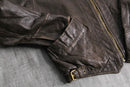 heavy leather work zip jacket