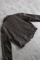 heavy leather work zip jacket