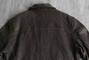 heavy leather work zip jacket