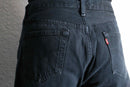 "Re:make" patchwork super flare black denim